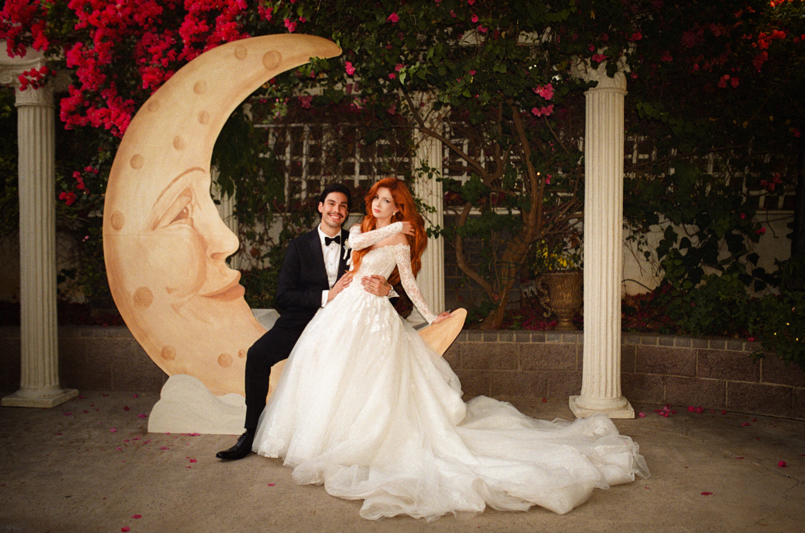 vintage-inspired wedding , cinematic moon decor documented by raina virginia photo on film